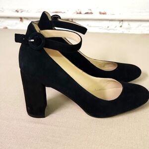 Marc Fisher Black Suede Heels Black Leather Size 8